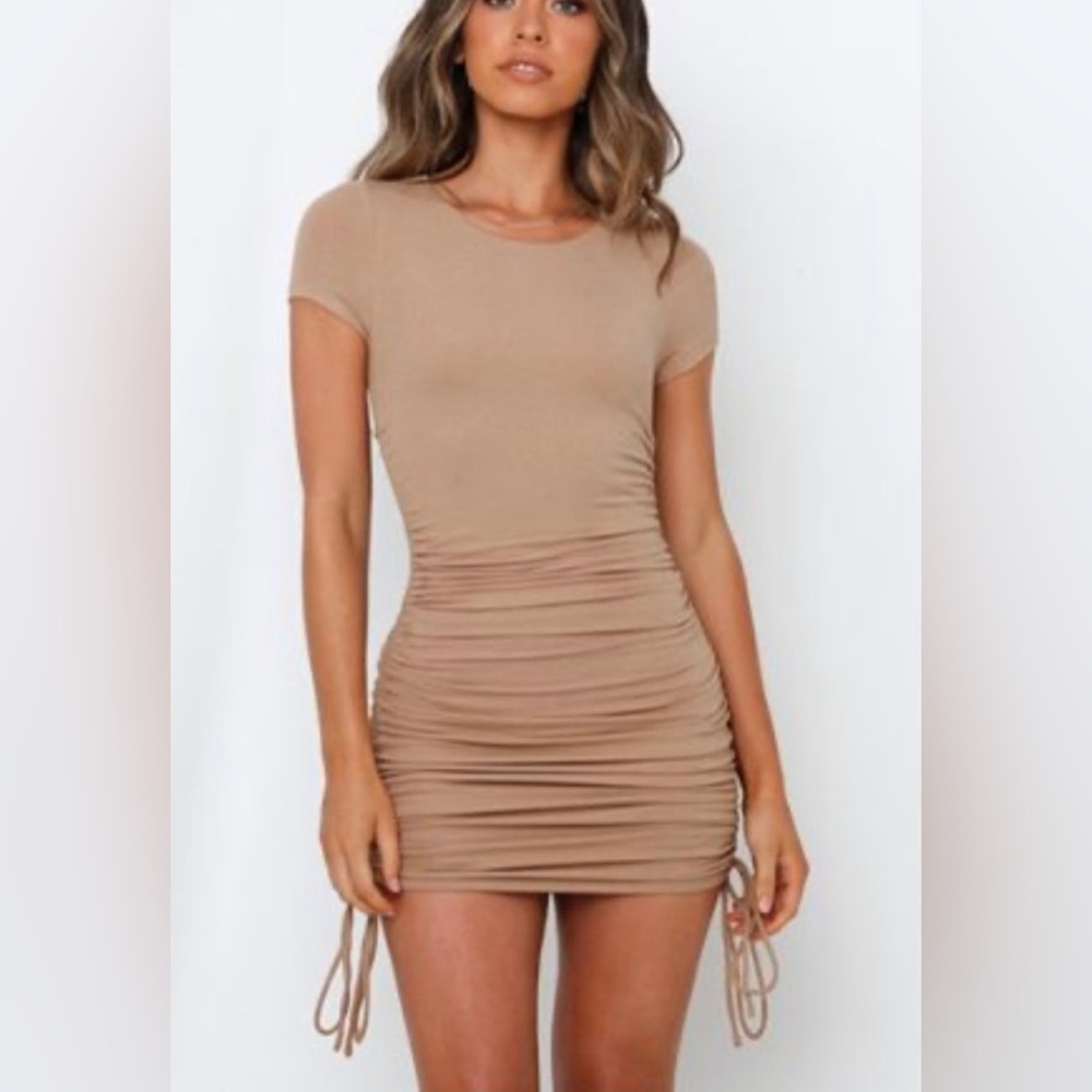 Hello Molly Tan Ruched Dress